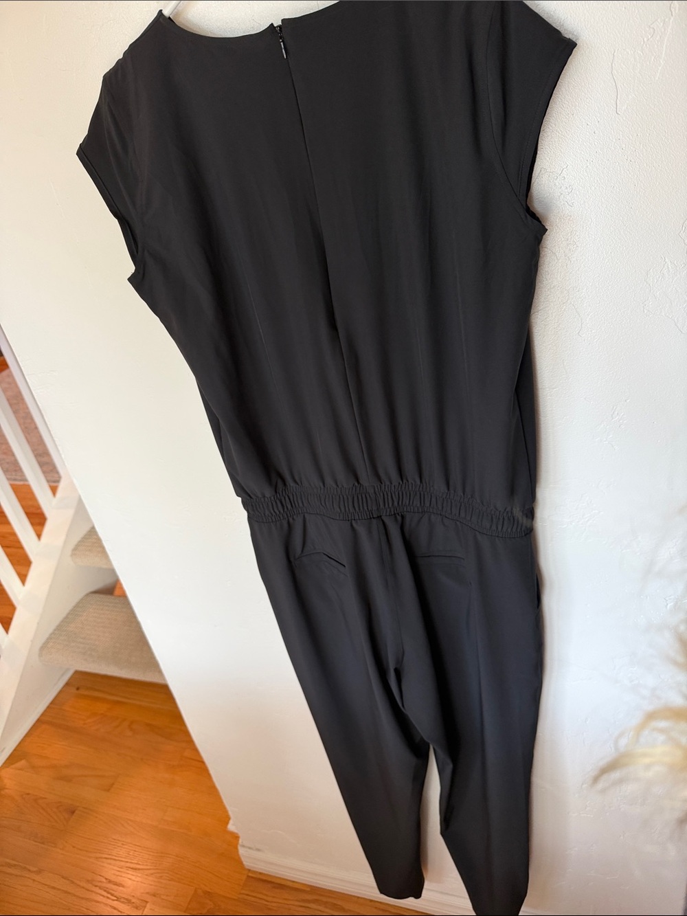 Albion Black Cap-Sleeve Drawstring Jumpsuit- worn once